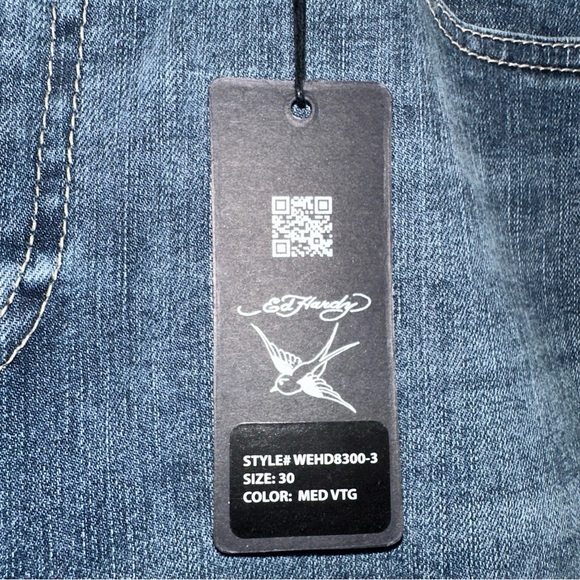 Ed Hardy Straight Leg Jeans with Embroidered Design - Picture 3 of 13